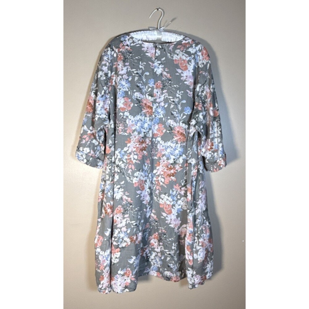 J. Jill Love Linen Women's Lagenlook Floral Caraway Ruffle Hem Dress Sz 3XL - Picture 9 of 16
